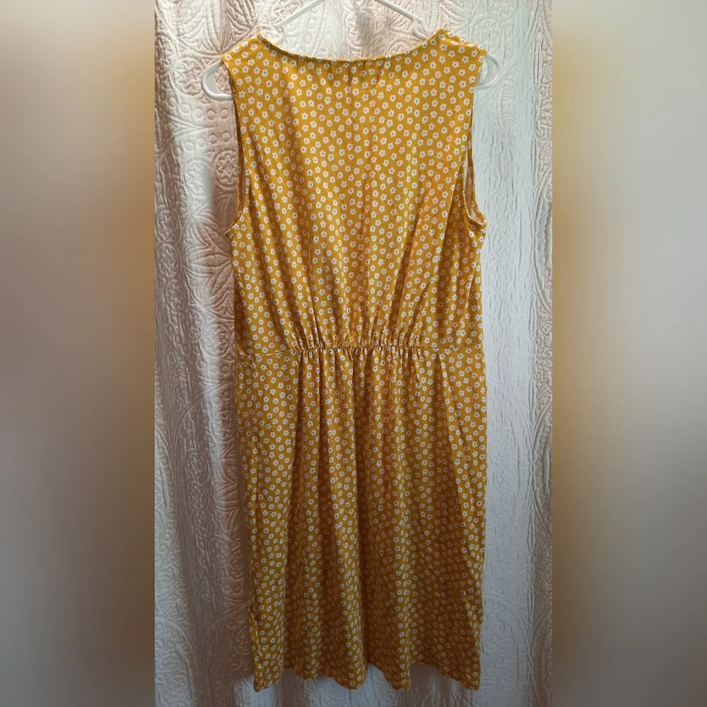 Boden Dress Womans 12 Yellow Floral Sleeveless Classic Preppy Pockets Spring